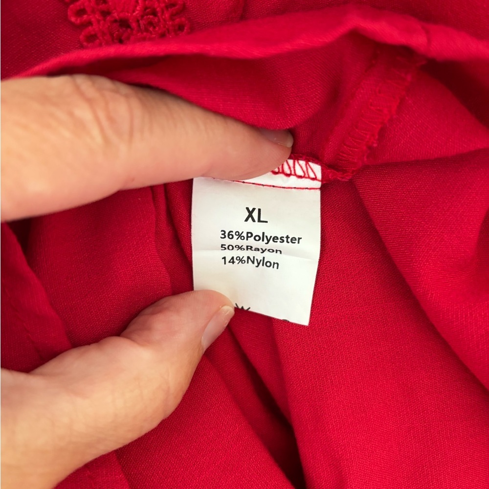 Red Ruffled Women's Top - Picture 4 of 4